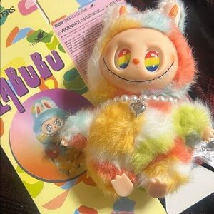 Rainbow-Eyed Plush Toy with Heart Necklace